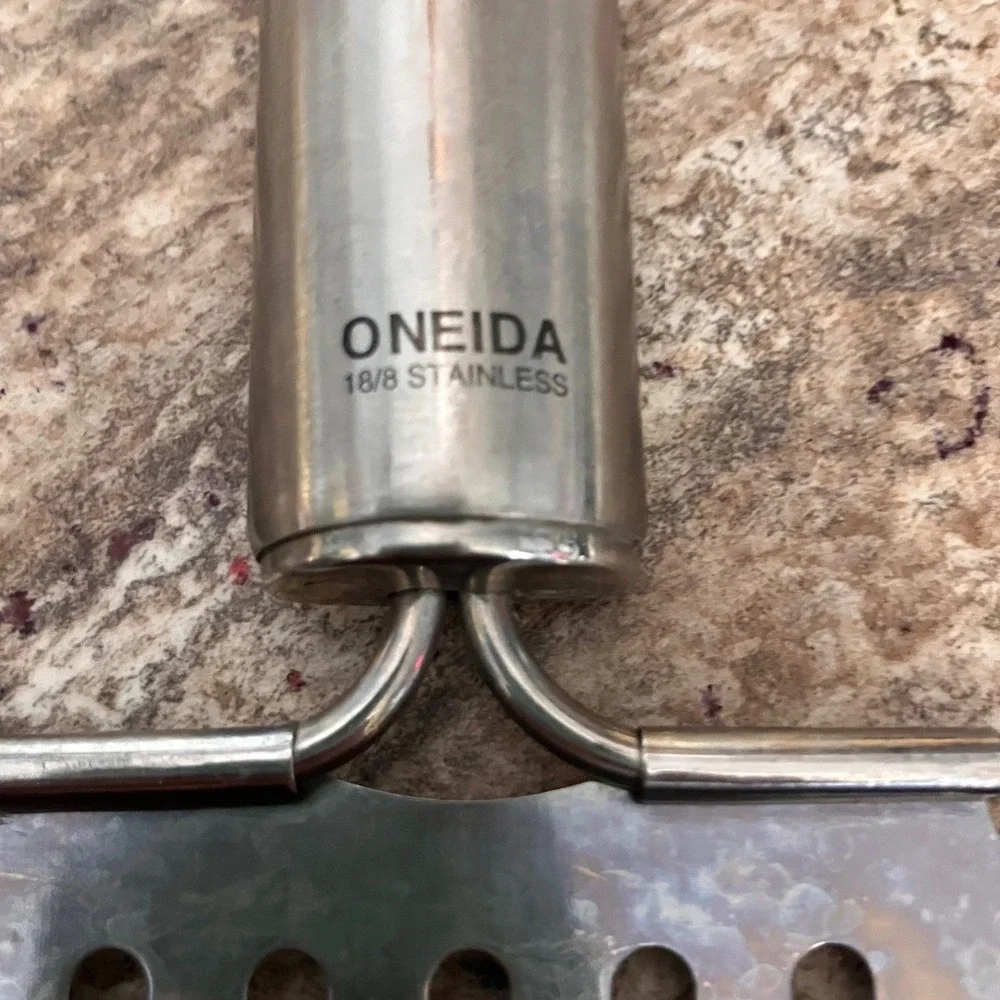 Oneida 18/8 Stainless Steel Handheld Flat Cheese Grater 3-Way Shredder Zester